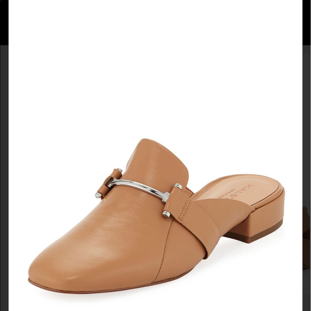 Halston Horsebit Tan Leather Mule Loafer